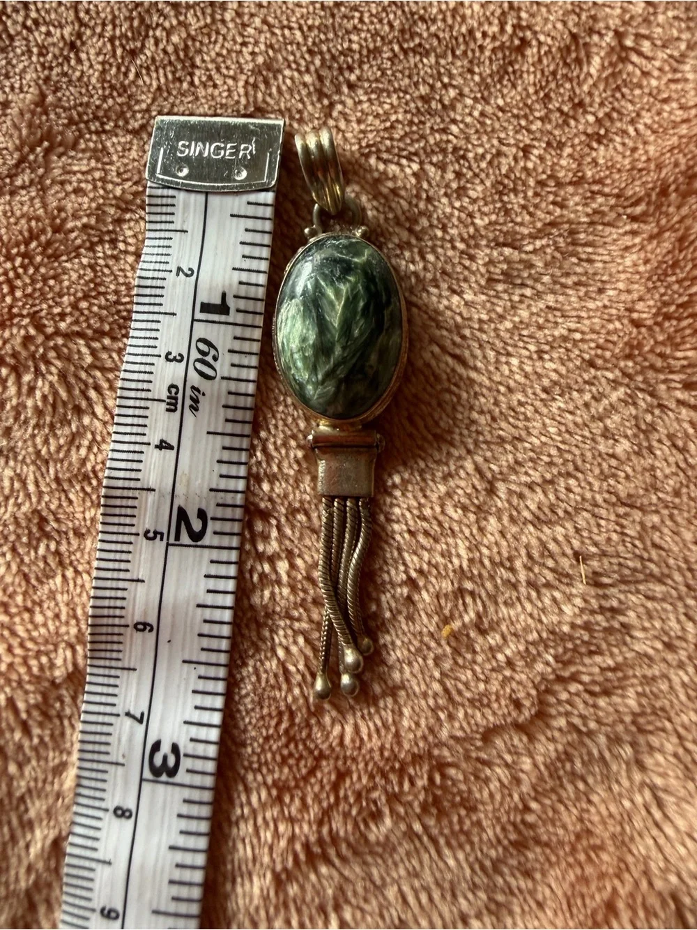 Sterling Silver Green Seraphinite Oval Pendant
